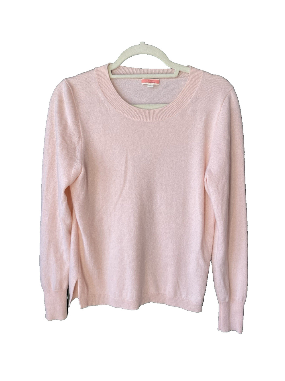 J Crew 100% Cashmere Sweater Women's Size Medium Pale Pink Long Sleeve Pullover